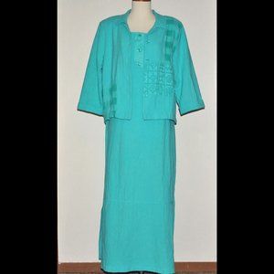 Vintage Maxi Dress & Jacket Size Medium Sea Suns Matching Set